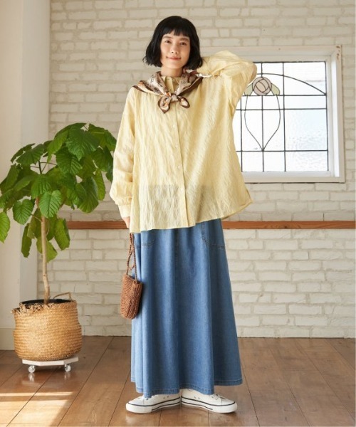 LBC(エルビーシー)の「コットンゆるシャーリング2WAYシャツ(シャツ/ブラウス・レディース・ライトブルー/セージグリーン/イエロー/ホワイト/ピンク・M)」の16枚目の写真