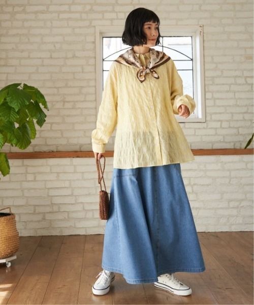 LBC(エルビーシー)の「コットンゆるシャーリング2WAYシャツ(シャツ/ブラウス・レディース・ライトブルー/セージグリーン/イエロー/ホワイト/ピンク・M)」の17枚目の写真