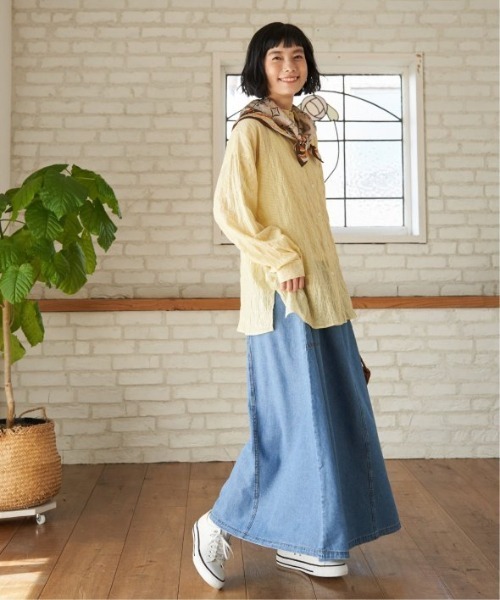 LBC(エルビーシー)の「コットンゆるシャーリング2WAYシャツ(シャツ/ブラウス・レディース・ライトブルー/セージグリーン/イエロー/ホワイト/ピンク・M)」の18枚目の写真