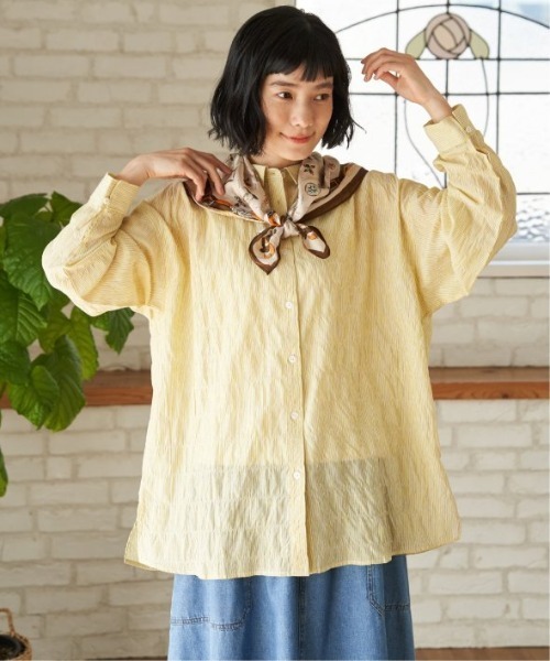 LBC(エルビーシー)の「コットンゆるシャーリング2WAYシャツ(シャツ/ブラウス・レディース・ライトブルー/セージグリーン/イエロー/ホワイト/ピンク・M)」の12枚目の写真