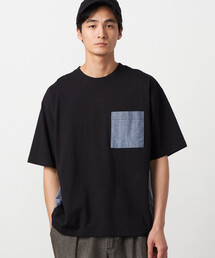 バックプリント 布帛切り替えTシャツ