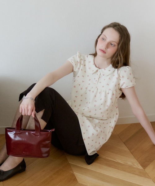 GIUNON ラウンドカラーフラワーチュニック round collar flower tunic / ラウンドカラーフラワーチュニック