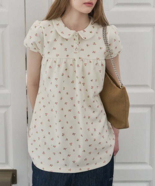 GIUNON ラウンドカラーフラワーチュニック round collar flower tunic / ラウンドカラーフラワーチュニック