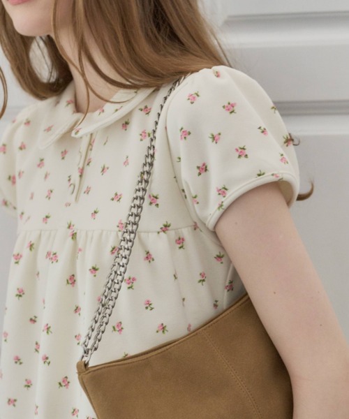 round collar flower tunic / ラウンドカラーフラワーチュニック