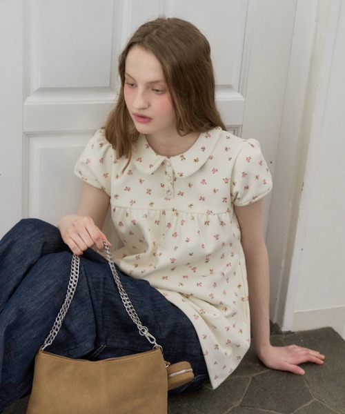 round collar flower tunic / ラウンドカラーフラワーチュニック