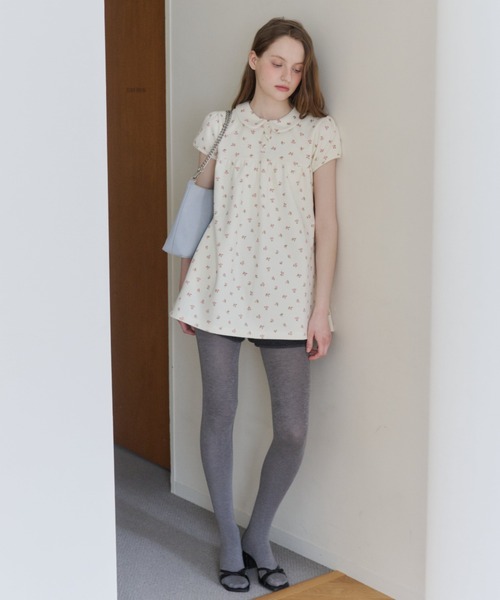 round collar flower tunic / ラウンドカラーフラワーチュニック