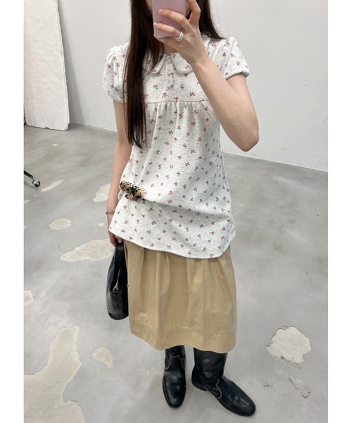 round collar flower tunic / ラウンドカラーフラワーチュニック