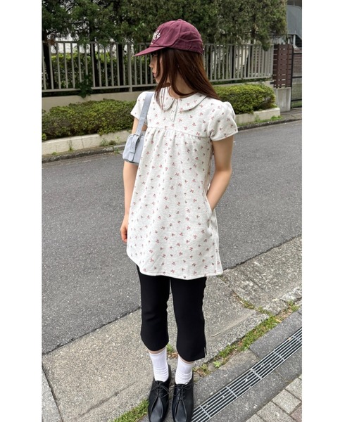 round collar flower tunic / ラウンドカラーフラワーチュニック