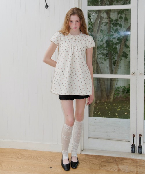 GIUNON ラウンドカラーフラワーチュニック round collar flower tunic / ラウンドカラーフラワーチュニック