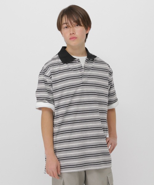 GLOBAL WORK(グローバルワーク)の「ボーダーポロシャツ/AND YUA ANY/633806(ポロシャツ・キッズ・ネイビー/グレー・170cm/150cm/160cm)」の22枚目の写真