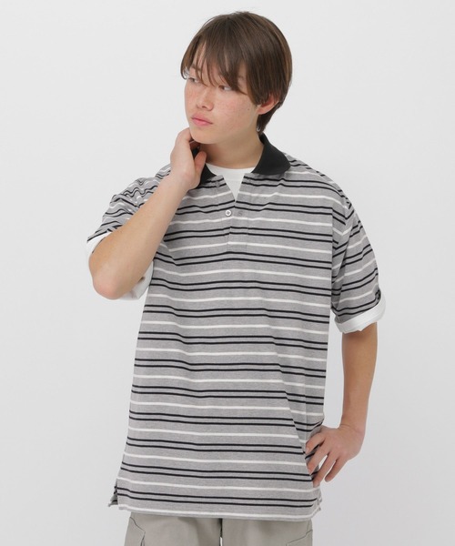 GLOBAL WORK(グローバルワーク)の「ボーダーポロシャツ/AND YUA ANY/633806(ポロシャツ・キッズ・ネイビー/グレー・170cm/150cm/160cm)」の21枚目の写真