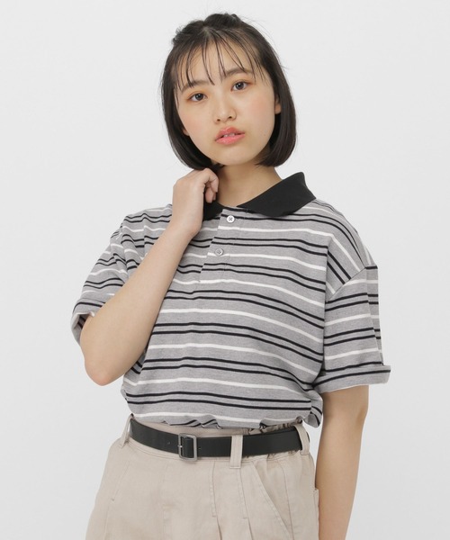 GLOBAL WORK(グローバルワーク)の「ボーダーポロシャツ/AND YUA ANY/633806(ポロシャツ・キッズ・ネイビー/グレー・170cm/150cm/160cm)」の18枚目の写真
