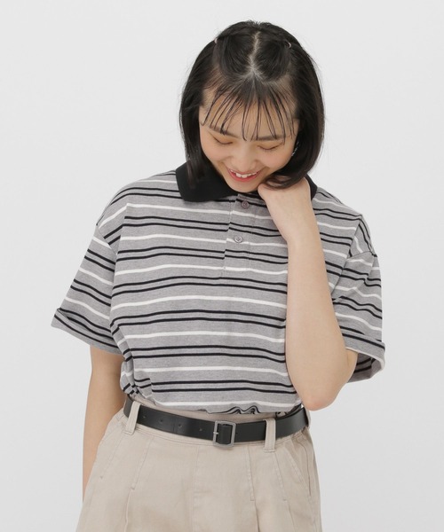 GLOBAL WORK(グローバルワーク)の「ボーダーポロシャツ/AND YUA ANY/633806(ポロシャツ・キッズ・ネイビー/グレー・170cm/150cm/160cm)」の16枚目の写真
