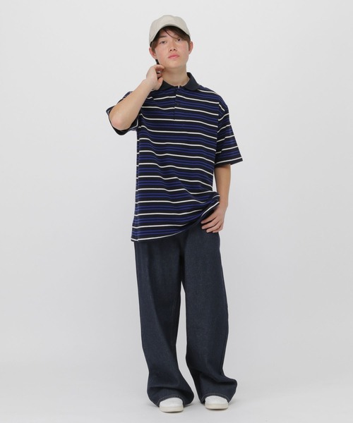 GLOBAL WORK(グローバルワーク)の「ボーダーポロシャツ/AND YUA ANY/633806(ポロシャツ・キッズ・ネイビー/グレー・170cm/150cm/160cm)」の15枚目の写真