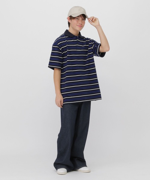 GLOBAL WORK(グローバルワーク)の「ボーダーポロシャツ/AND YUA ANY/633806(ポロシャツ・キッズ・ネイビー/グレー・170cm/150cm/160cm)」の14枚目の写真
