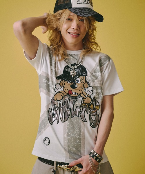 GALFY(ガルフィー)の「【GALFY/ガルフィー】UK ギャル男 TEE(Tシャツ/カットソー・メンズ・ネイビー/ブラック系2/ホワイト/ブラック系1・L/XL/M)」の1枚目の写真