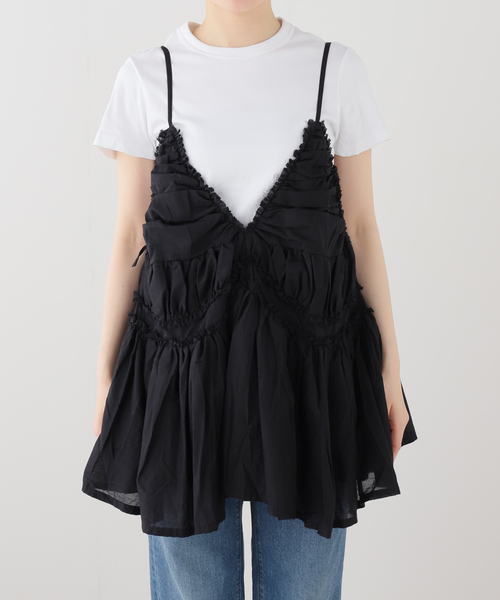 JOURNAL STANDARD relume(ジャーナルスタンダード レリューム)の「【crinkle crinkle crinkle】 frill gather volume camisole(シャツ/ブラウス・レディース・ブラック/ベージュ・FREE)」の5枚目の写真