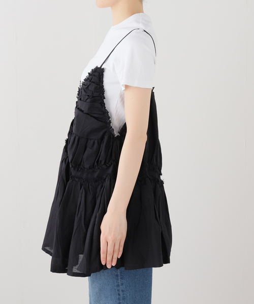 JOURNAL STANDARD relume(ジャーナルスタンダード レリューム)の「【crinkle crinkle crinkle】 frill gather volume camisole(シャツ/ブラウス・レディース・ブラック/ベージュ・FREE)」の4枚目の写真