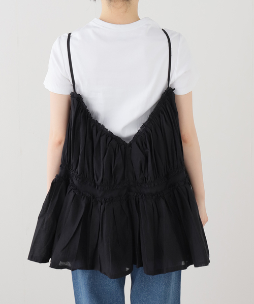 JOURNAL STANDARD relume(ジャーナルスタンダード レリューム)の「【crinkle crinkle crinkle】 frill gather volume camisole(シャツ/ブラウス・レディース・ブラック/ベージュ・FREE)」の3枚目の写真