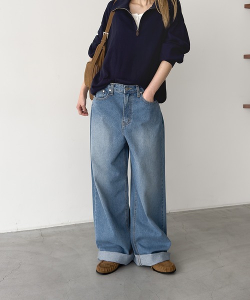 CANAL JEAN(キャナルジーン)の「El mar ワイドストレートデニムパンツ(デニムパンツ・レディース・インディゴブルー・MEDIUM/SMALL)」の1枚目の写真