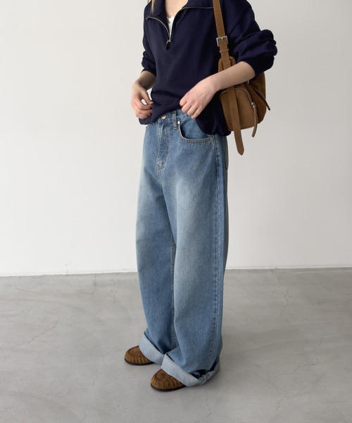 CANAL JEAN(キャナルジーン)の「El mar ワイドストレートデニムパンツ(デニムパンツ・レディース・インディゴブルー・MEDIUM/SMALL)」の2枚目の写真