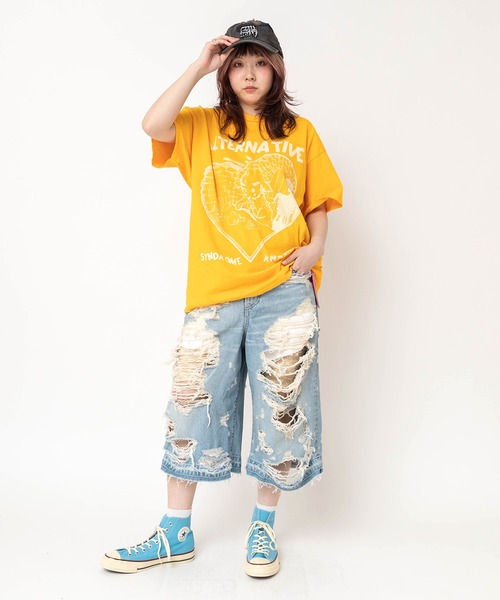 RNA（アールエヌエー）の「R4471 ダメージルーズクロップドパンツ（デニムパンツ・レディース・インディゴブルー・MEDIUM）」の3枚目の写真