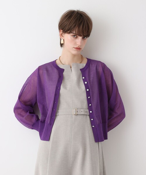 allureville（アルアバイル）の「シアーラミスキッパーカーディガン（ニット/セーター・レディース・パープル/イエロー/グレー系その他/オフホワイト・2）」の3枚目の写真