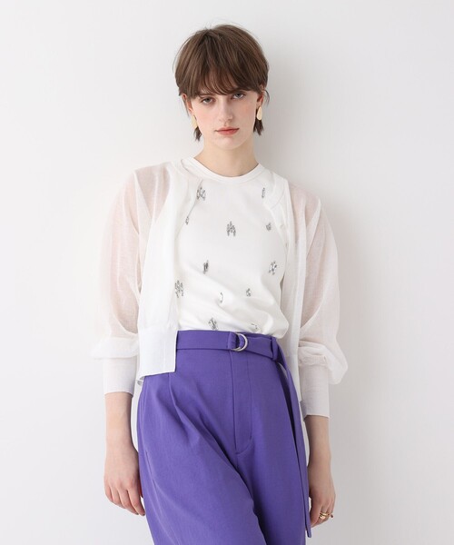 allureville（アルアバイル）の「シアーラミスキッパーカーディガン（ニット/セーター・レディース・パープル/イエロー/グレー系その他/オフホワイト・2）」の2枚目の写真