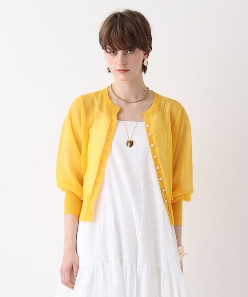 allureville（アルアバイル）の「シアーラミスキッパーカーディガン（ニット/セーター・レディース・パープル/イエロー/グレー系その他/オフホワイト・2）」の4枚目の写真