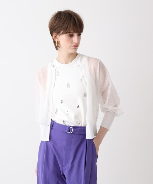allureville（アルアバイル）の「シアーラミスキッパーカーディガン（ニット/セーター・レディース・パープル/イエロー/グレー系その他/オフホワイト・2）」の12枚目の写真