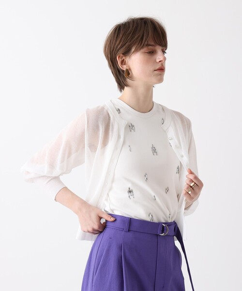 allureville（アルアバイル）の「シアーラミスキッパーカーディガン（ニット/セーター・レディース・パープル/イエロー/グレー系その他/オフホワイト・2）」の13枚目の写真