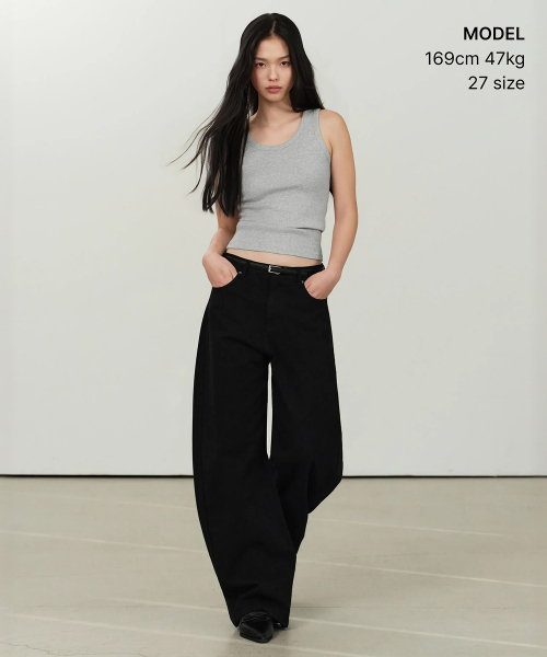 MUSINSA STANDARD WOMAN(ムシンサスタンダードウーマン)の「ウィメンズコットンカーブパンツ(5色)(その他パンツ・レディース・ベージュ/ブラック/クリーム/チャコールグレー/ブラウン・25/26/27/28/29/30/24)」の7枚目の写真