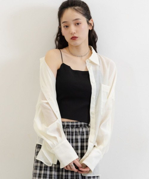 RAGEBLUE（レイジブルー）の「カップ付きキャミソール（キャミソール・レディース・ブラック/ホワイト・FREE）」の2枚目の写真