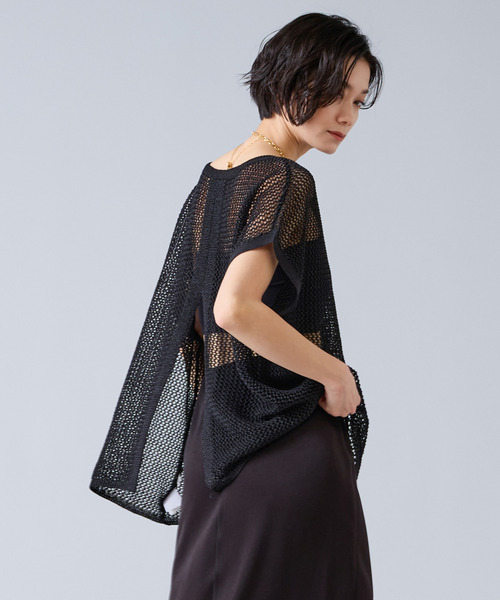 Liesse（リエス）の「マルチウェイメッシュスリッニット（ニット/セーター・レディース・ベージュ/ブラック・FREE）」の2枚目の写真