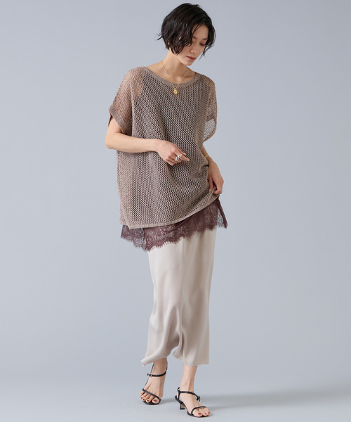 Liesse（リエス）の「マルチウェイメッシュスリッニット（ニット/セーター・レディース・ベージュ/ブラック・FREE）」の6枚目の写真