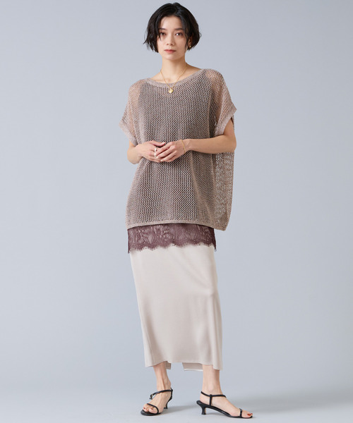 Liesse（リエス）の「マルチウェイメッシュスリッニット（ニット/セーター・レディース・ベージュ/ブラック・FREE）」の5枚目の写真