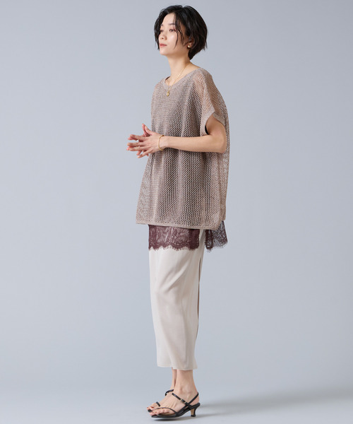 Liesse（リエス）の「マルチウェイメッシュスリッニット（ニット/セーター・レディース・ベージュ/ブラック・FREE）」の4枚目の写真