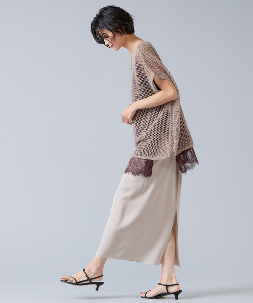 Liesse（リエス）の「マルチウェイメッシュスリッニット（ニット/セーター・レディース・ベージュ/ブラック・FREE）」の3枚目の写真