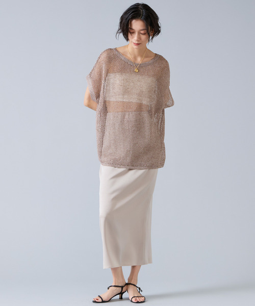 Liesse（リエス）の「マルチウェイメッシュスリッニット（ニット/セーター・レディース・ベージュ/ブラック・FREE）」の19枚目の写真