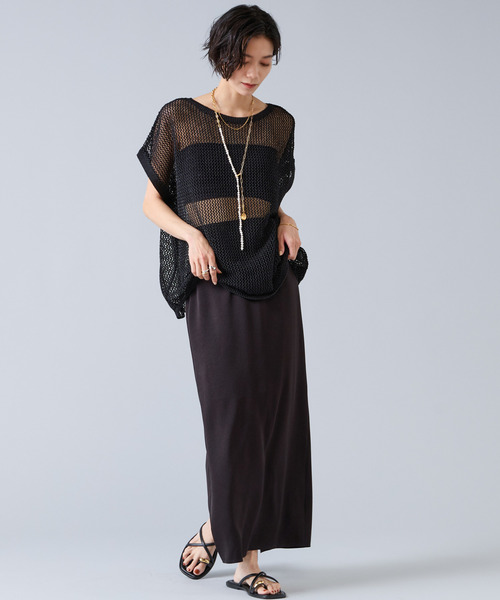 Liesse（リエス）の「マルチウェイメッシュスリッニット（ニット/セーター・レディース・ベージュ/ブラック・FREE）」の13枚目の写真