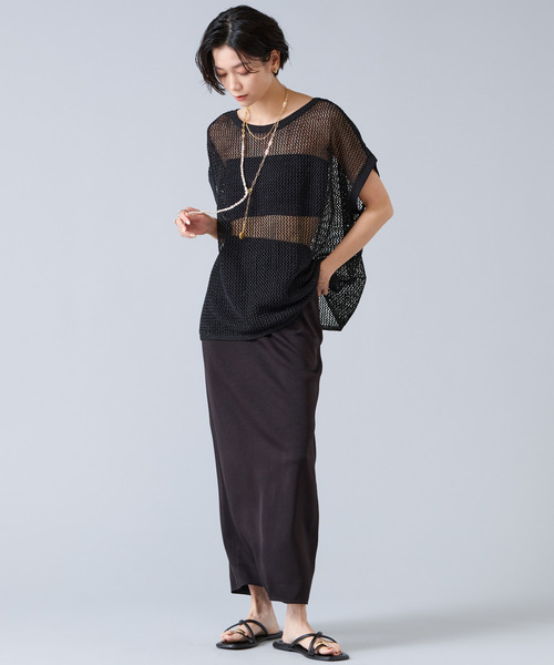 Liesse（リエス）の「マルチウェイメッシュスリッニット（ニット/セーター・レディース・ベージュ/ブラック・FREE）」の12枚目の写真