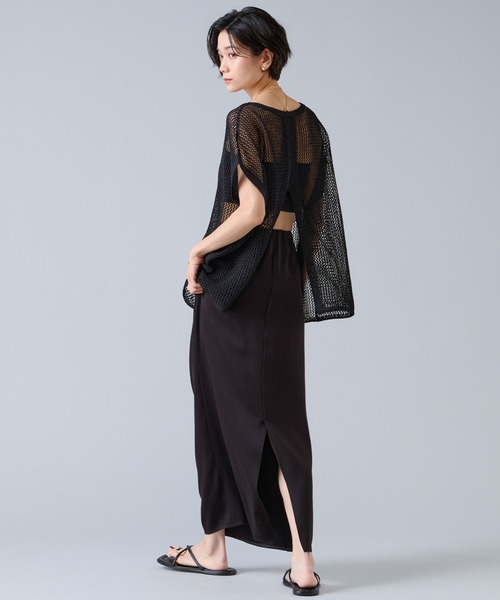 Liesse（リエス）の「マルチウェイメッシュスリッニット（ニット/セーター・レディース・ベージュ/ブラック・FREE）」の10枚目の写真