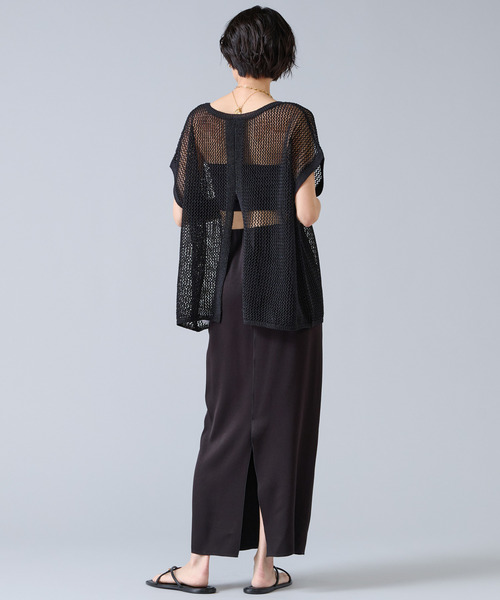 Liesse（リエス）の「マルチウェイメッシュスリッニット（ニット/セーター・レディース・ベージュ/ブラック・FREE）」の9枚目の写真