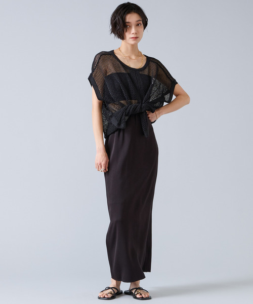 Liesse（リエス）の「マルチウェイメッシュスリッニット（ニット/セーター・レディース・ベージュ/ブラック・FREE）」の8枚目の写真