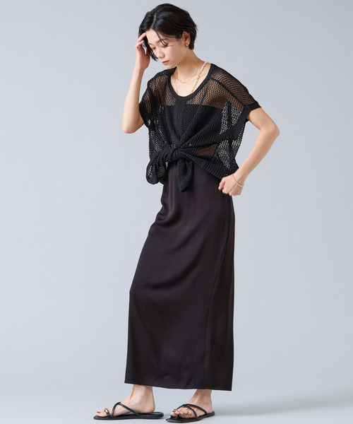 Liesse（リエス）の「マルチウェイメッシュスリッニット（ニット/セーター・レディース・ベージュ/ブラック・FREE）」の7枚目の写真