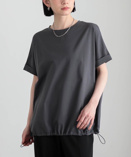 for/c(フォーシー)の「ドロストヘムトップス【サスティナブル】(Tシャツ/カットソー・レディース・オフホワイト/チャコール・M/L)」の2枚目の写真