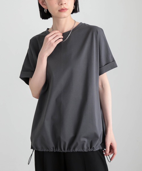 for/c(フォーシー)の「ドロストヘムトップス【サスティナブル】(Tシャツ/カットソー・レディース・オフホワイト/チャコール・M/L)」の4枚目の写真