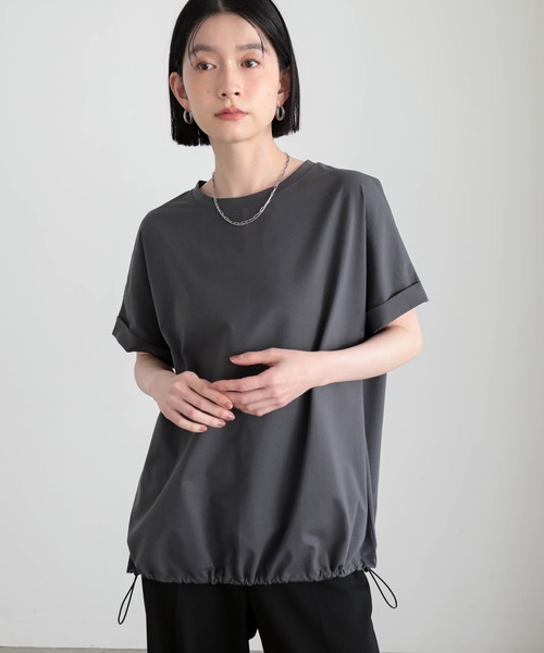 for/c(フォーシー)の「ドロストヘムトップス【サスティナブル】(Tシャツ/カットソー・レディース・オフホワイト/チャコール・M/L)」の5枚目の写真