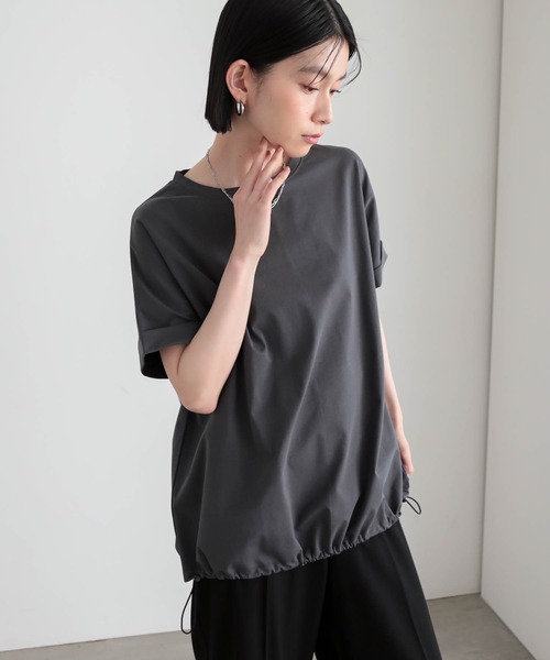 for/c(フォーシー)の「ドロストヘムトップス【サスティナブル】(Tシャツ/カットソー・レディース・オフホワイト/チャコール・M/L)」の6枚目の写真