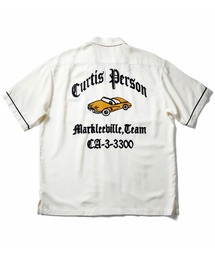 ［HOUSTON ヒューストン］CAR EMB RAYON BOWLING /S SHIRT カー ロゴ チェーン刺繍 ボウリングシャツ 半袖 / オープンカラーシャツ / 開襟シャツ